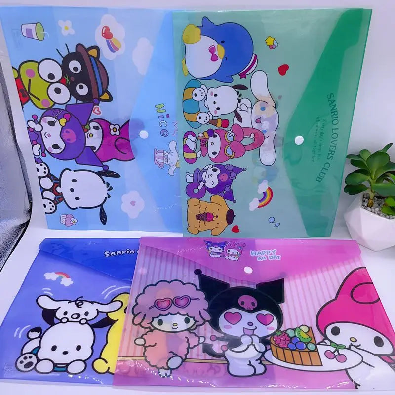 12-48pcs-sanrio-cinnamoroll-melody-kuromi-new-student-creative-button-file-bag-cartoon-a4-storage-bag-child-stationery-wholesale