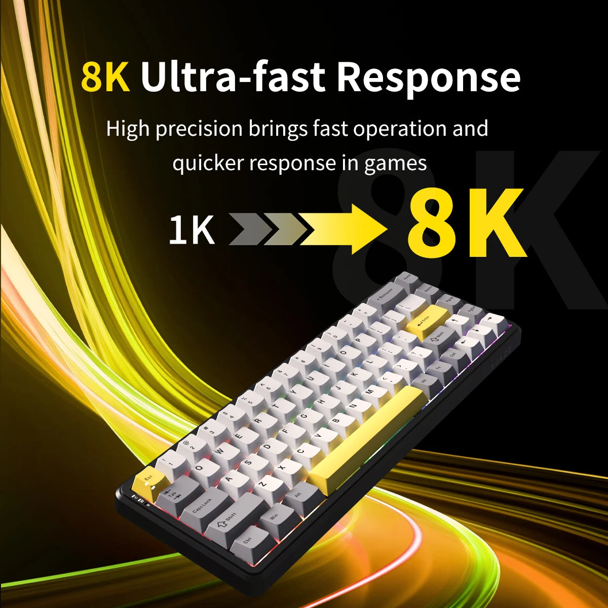 AJAZZ AK680MAX-Hall gaming magnetic Switch-wireless mechanical keyboard supports wired 8K refresh rate-RGB-DIY - Desktop