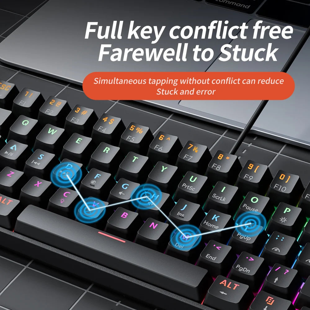 MUCAI 61Key Esports Mechanical Keyboard Mini Portable Wired USB Hot swappable RGB Light Effect Red Axis Compact