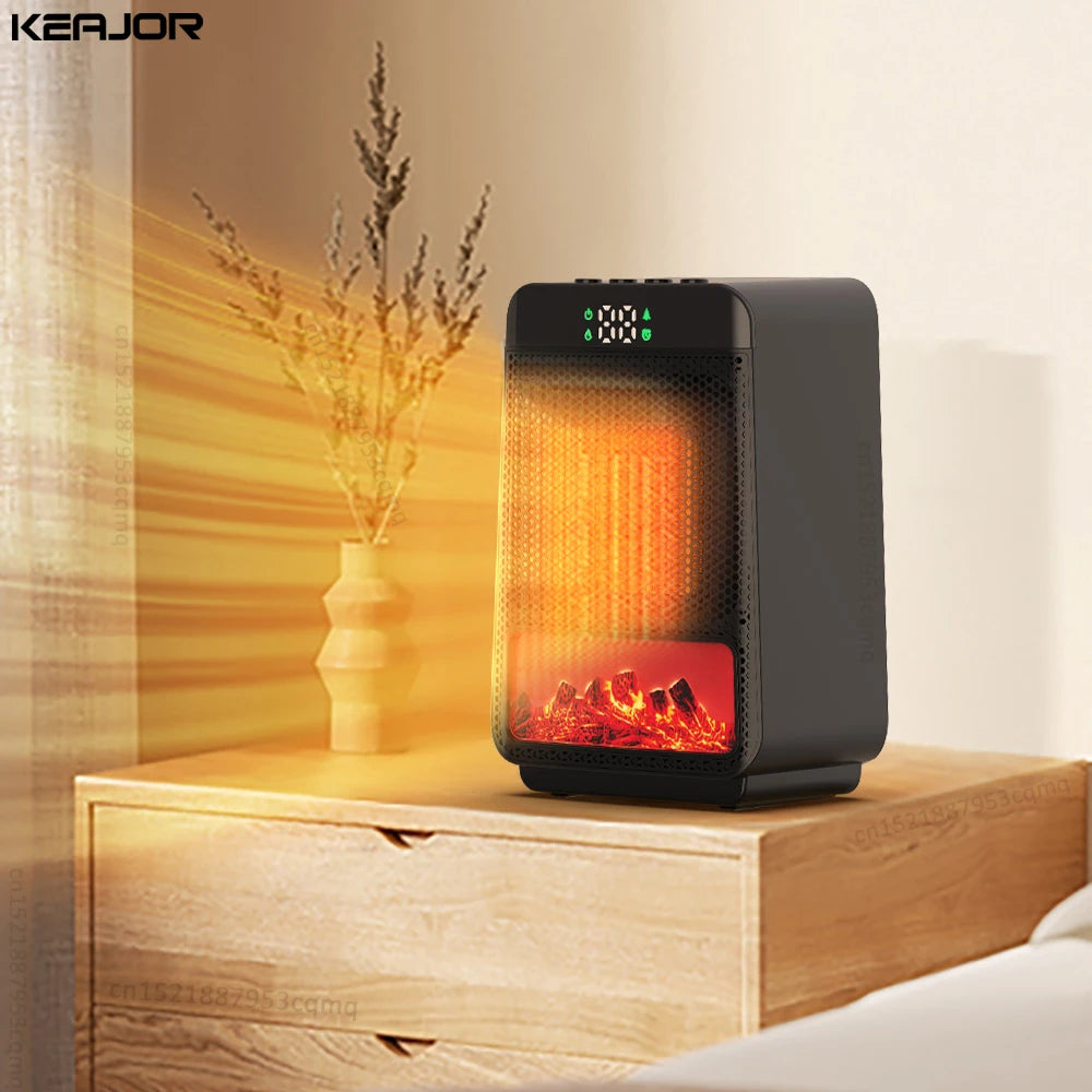 Fan Heater Hot Air Blower 1000W Electric Heating Fans 3D Flame Mini Space Heater Portable Fan Heaters for Home Office