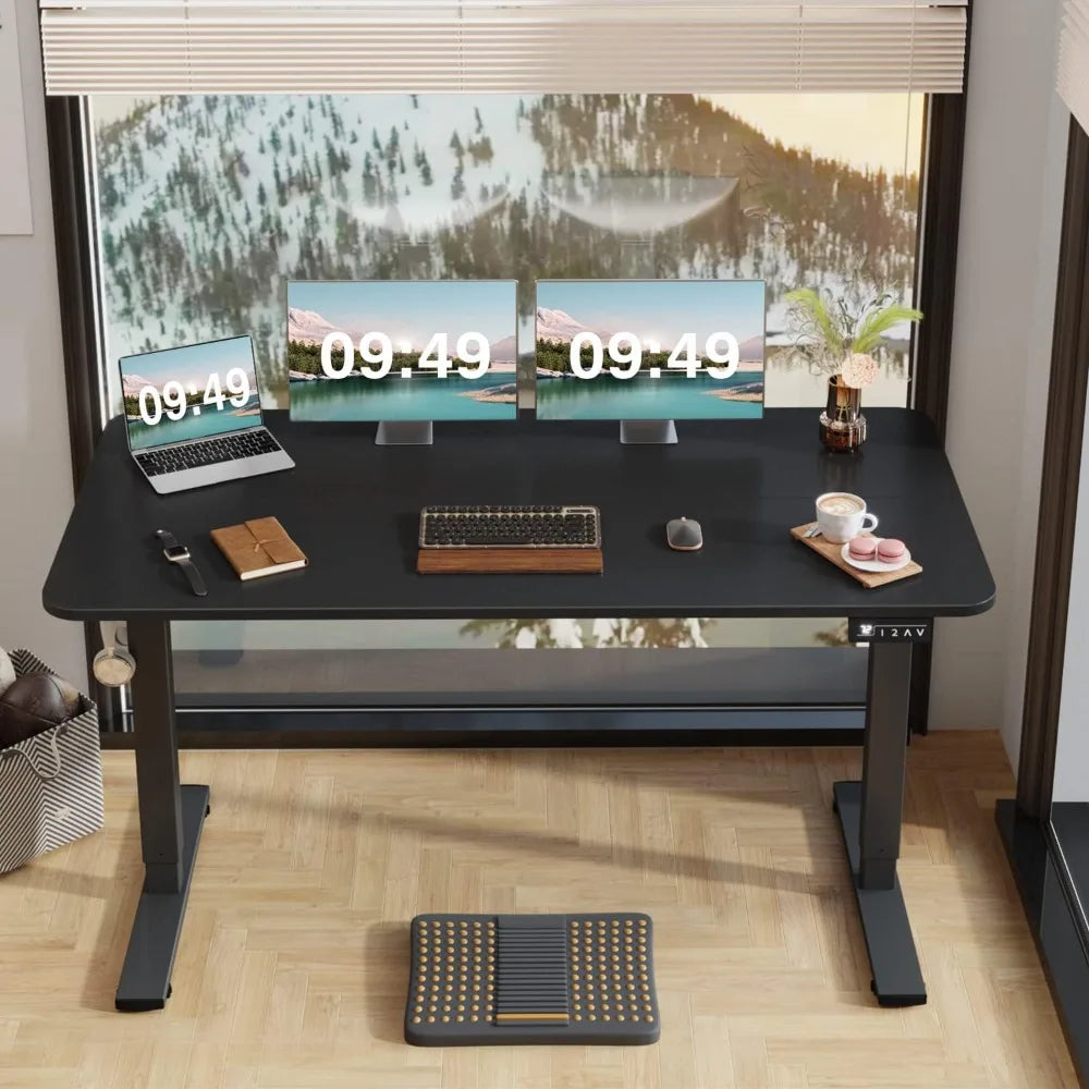 55 x 24 Inches Electric Height Adjustable Standing Desk Large Sit Stand Up Desk Home Office Computer Desk Memory Preset