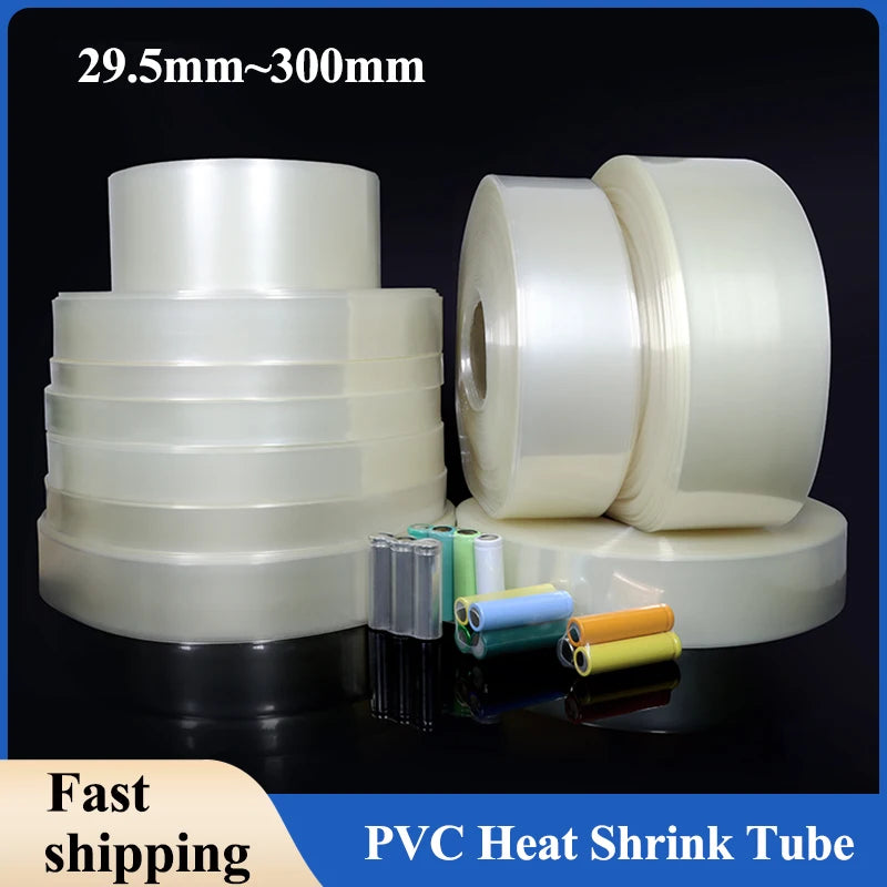 pvc-heat-shrink-tube-18650-battery-pack-width-29-5mm-300mm-insulated-protection-film-wrap-lithium-case-cable-sleeve-transparent