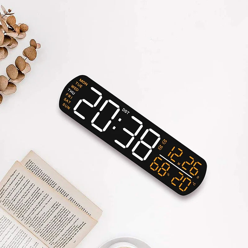 LED Alarm Clock TEMP Humidity Date Week Display Dual Alarm Timer Countdown DST Snooze Auto Dimming 12/24H Digital Table
