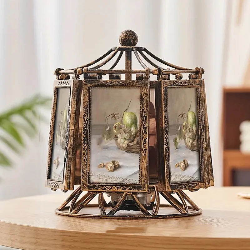 4/5 Inch Photo Frame Wedding Picture Frame Vintage Decoration Home Ornaments Living Room Desk Office Windmill Carousel