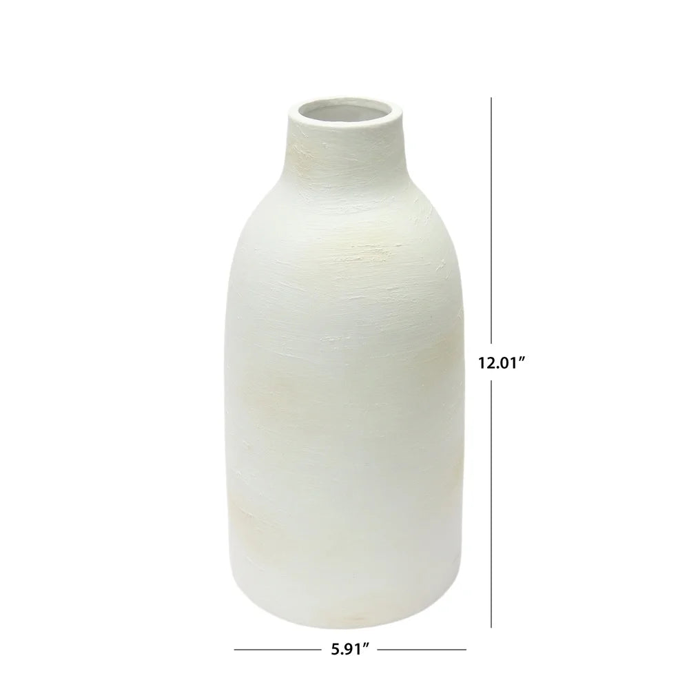 Brushed Wash Ceramic Vase Decorative Piece Home Living Room Kitchen Tabletop Artisanal Organic Design Narrow Opening