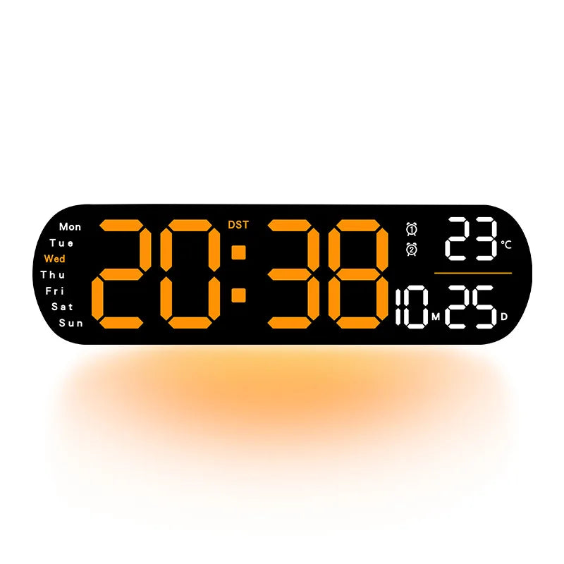 13.78 Inch Remote Control Digital Wall Clock Mood Lighting Timing Countdown 2 Alarm Auto Dimmer DST Plug In Use LED