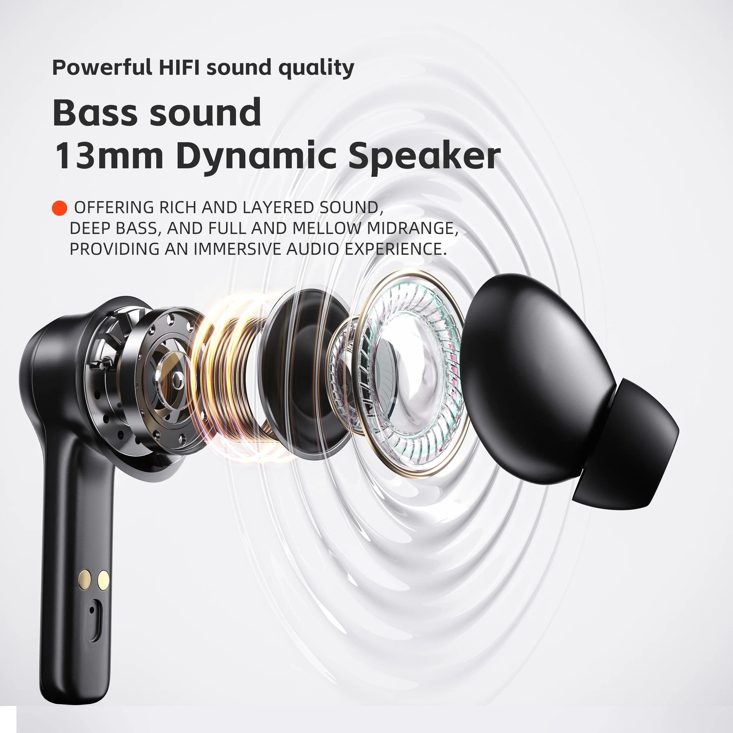 Wireless Earphones QERE E20 NEW TWS Bluetooth 5.3 HD Microphone HIFI Headphone 13mm Driver Low Latency gaming
