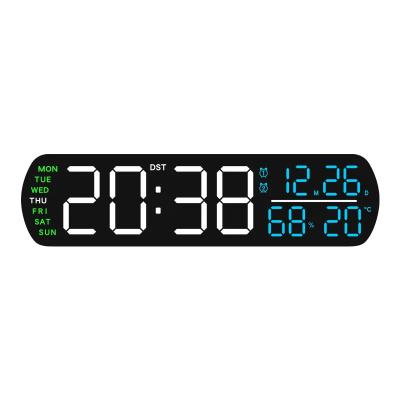 LED Alarm Clock TEMP Humidity Date Week Display Dual Alarm Timer Countdown DST Snooze Auto Dimming 12/24H Digital Table