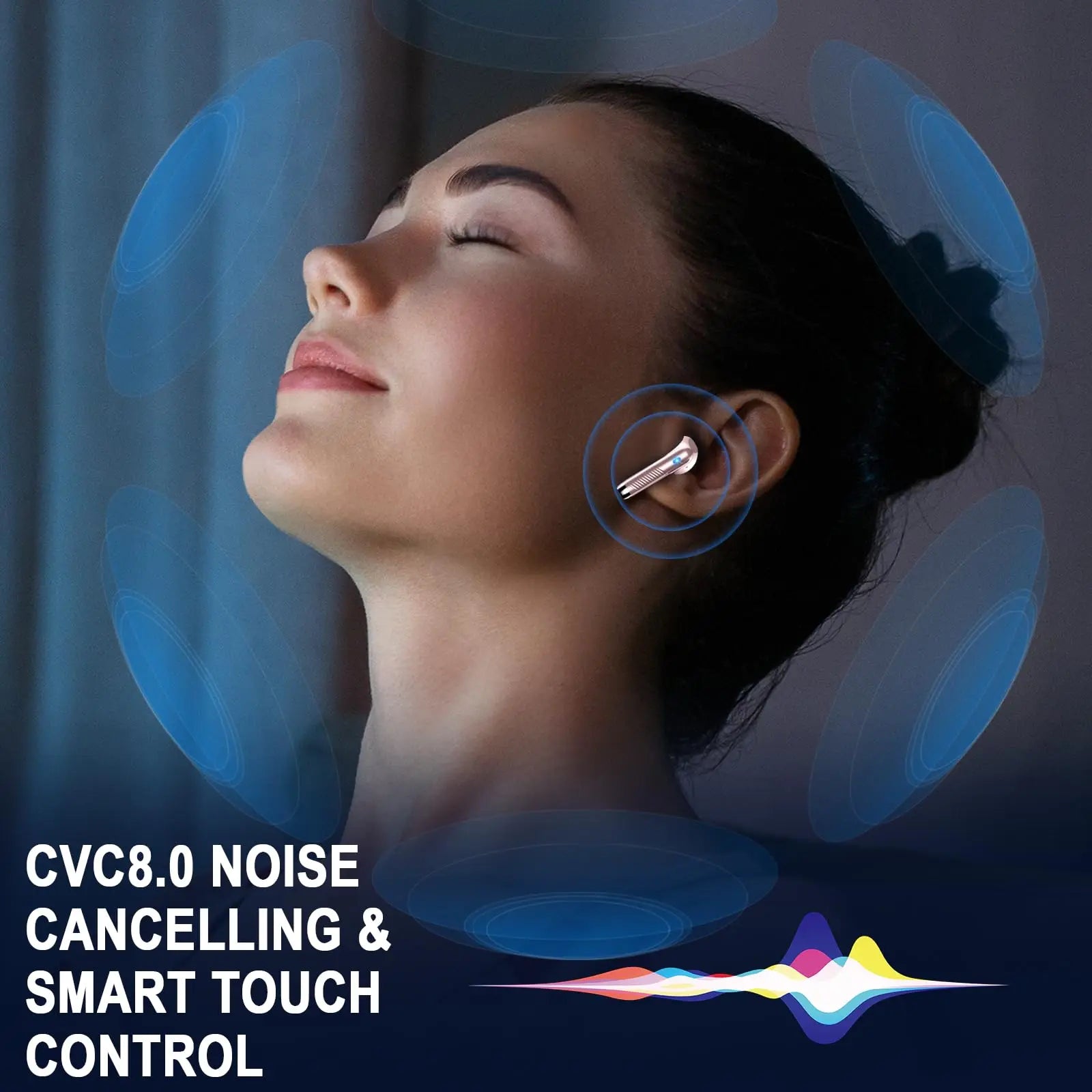 DRSAEC Wireless Earbuds Bluetooth 5.3 Ear Buds LED Power Display Headphones in-Ear Noise Cancelling Mic 40H Playback.