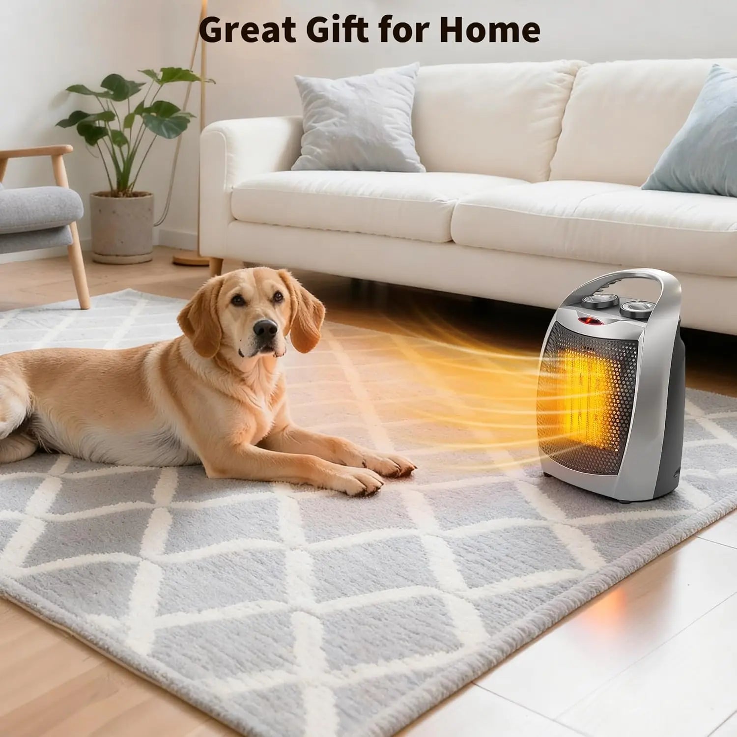 Portable Electric Space Heater for Office/Home - 1500W/750W Thermostat Heater & Fan Safe Quiet 45dB Max Tip-Over