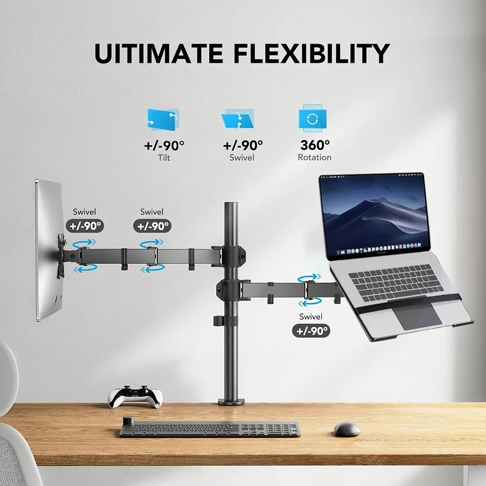 Dual Monitor Stand Holds Screen up to 27inch Universal Freestanding Monitor Stand Adjustable Height Tilt Swivel