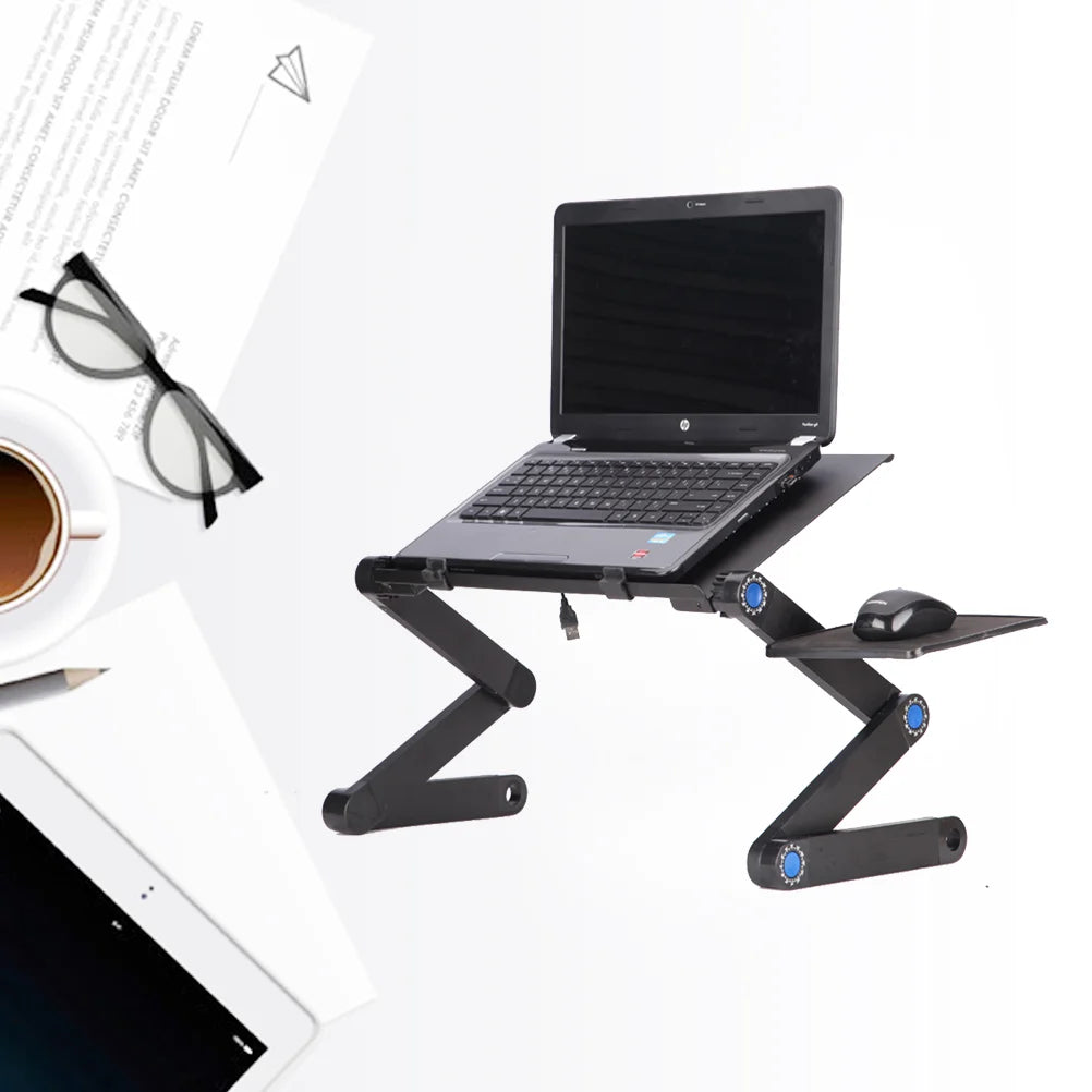 Portable Laptop Stand 2-Fold Structure Metal Legs Freely Adjustable Height Anywhere Use Foldable Standing Desk