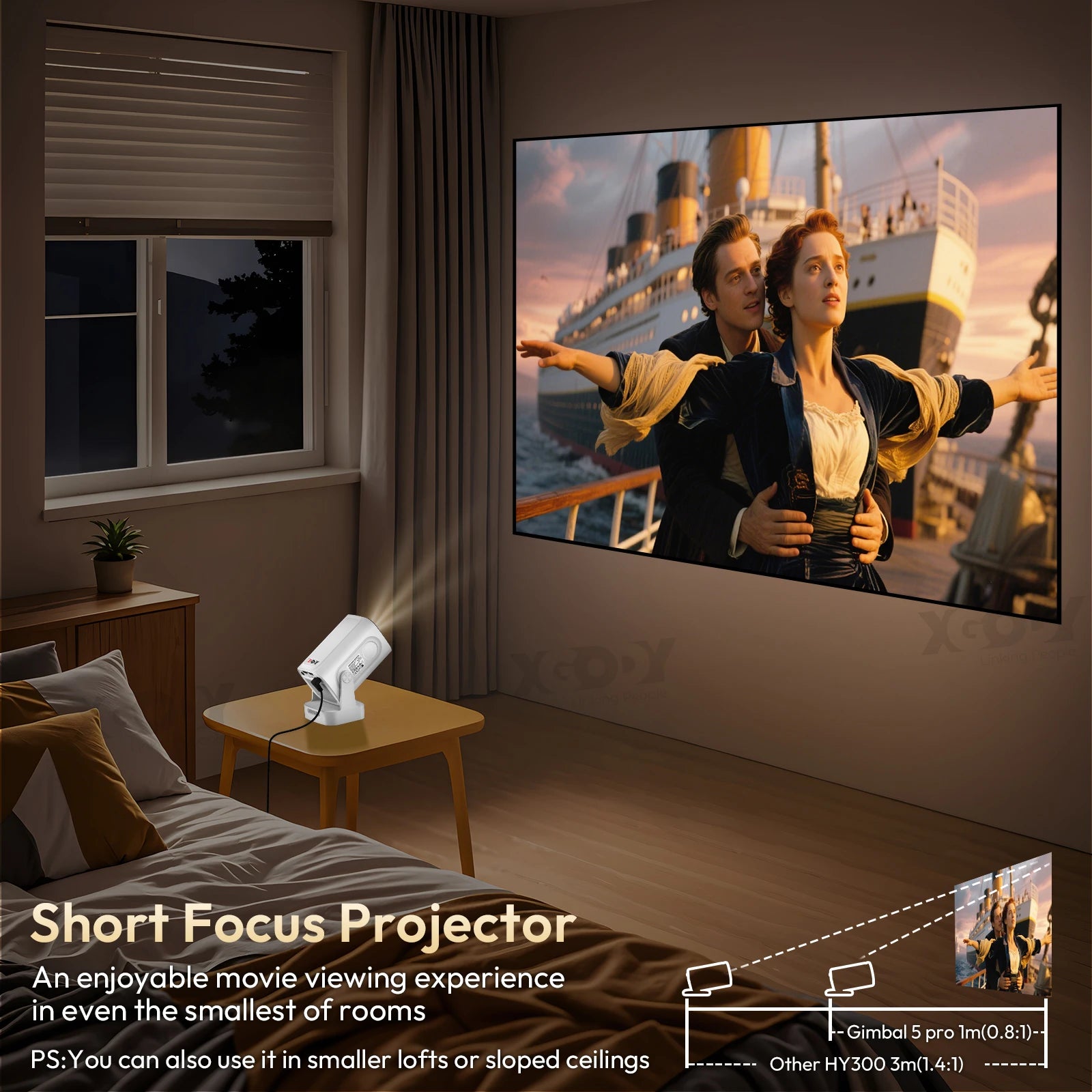 XGODY 4K HD Real 1080P 350ANSI Smart Projector with Android TV HD Movie Projector WiFi 6 Bluetooth 5.0 Portable Home