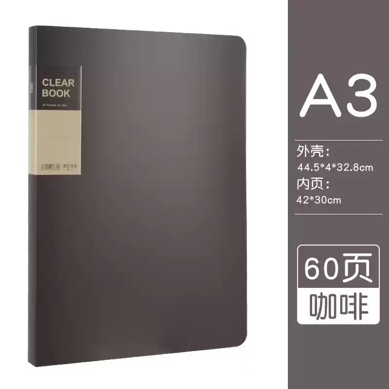 File Folder A3 20/30/40/60 Pocket Picture Album Document Bag 8k Folder Art Work Collection Organizer Office Student
