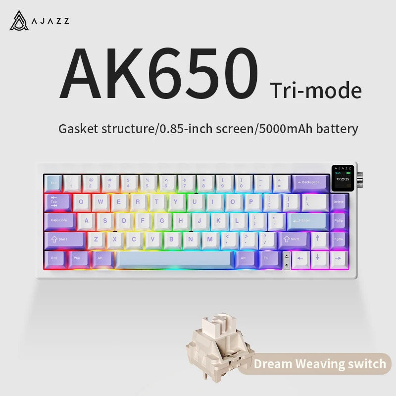 AK650 65% layout heat exchange gasket installation wireless mechanical keyboard RGB mini gaming keyboard + custom