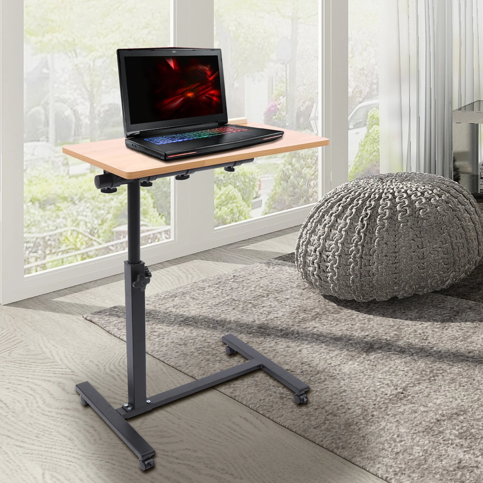 58-90cm Adjustable Mobile Standing Computer Desk Laptop Desk for Office Livingroom Lounge Study Bedroom