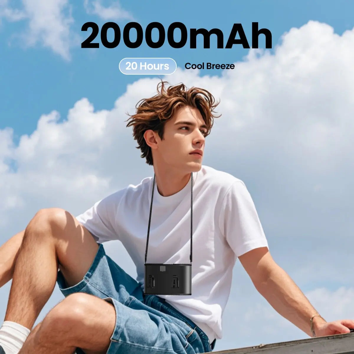 coldSky Portable Waist Fan Upgraded 10 Speeds Personal Fan 20000mAh Rechargeable Desk Fans with LED Display for Outdoor