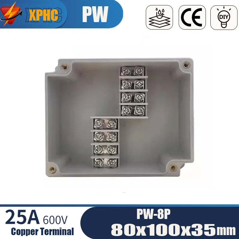 Outdoor ABS Plastic Electric Cable Branch Box Distribution Enclosure Case Home Monitor Waterproof Terminal Junction Box