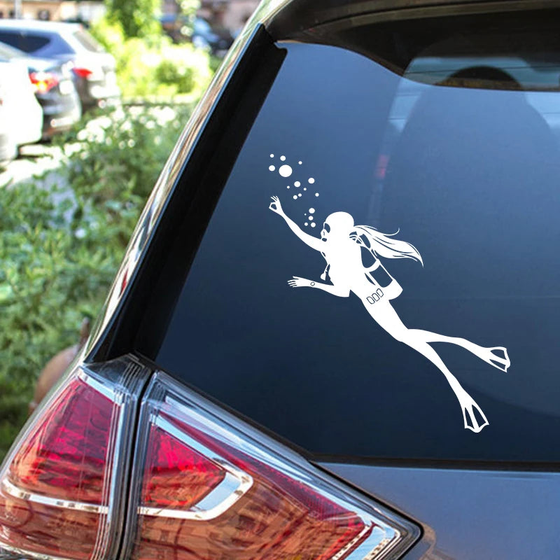 Girl Scuba Diver Wall Decal Which Can Be Combined With A Fire Extinguisher Office Creative Wall Sticker Car Laptop Cup