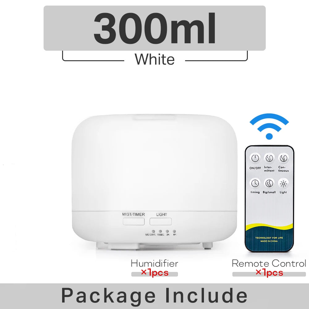Air Humidifier Essential Oil Diffuser 300ML 500ML 1000ML With Lights Remote Control Ultrasound Electric Aromatherapy