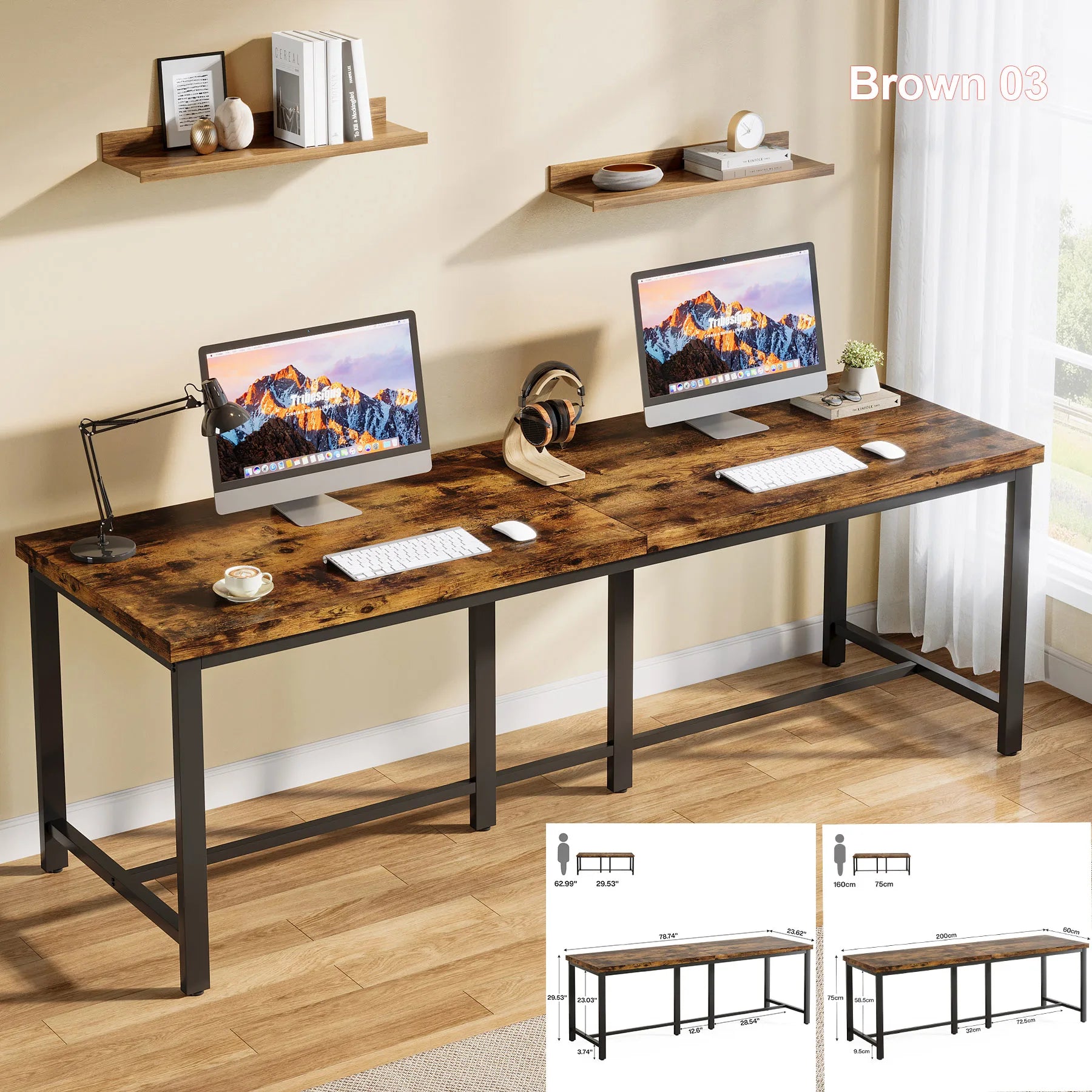 Tribesigns 2-Person Home Office Desk,78.7-Inch Extra Long Desk,Large Double Computer Desk for Home Office Work Desk