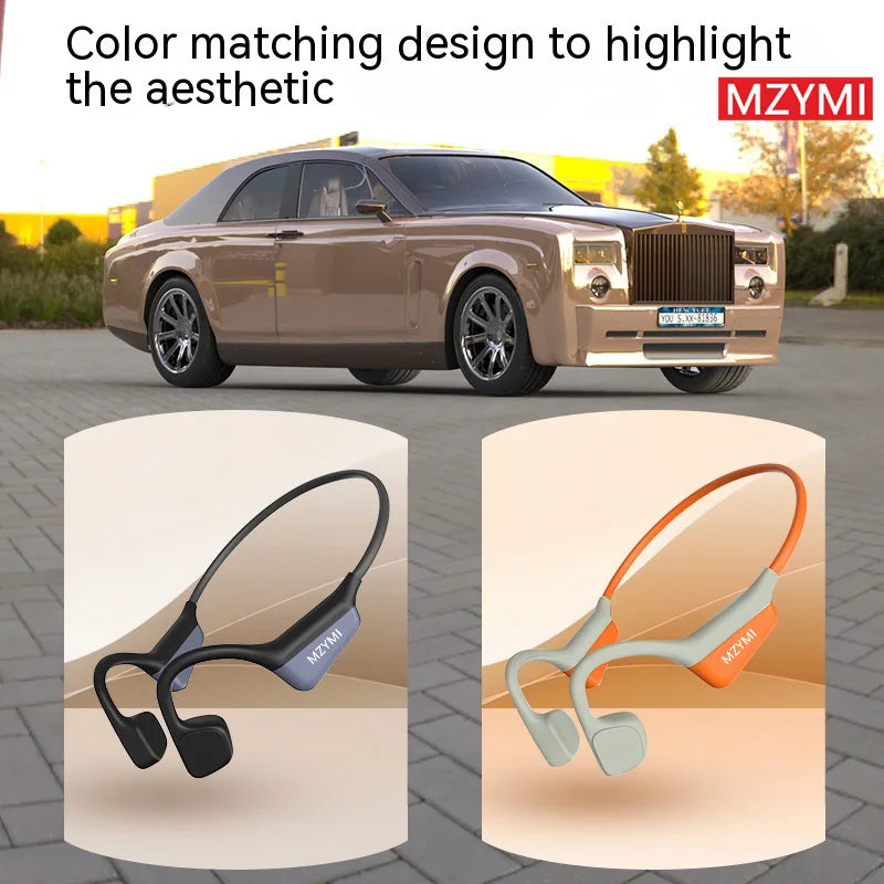 MZYMI Bone Conduction Sport Headphones I18PRO Neckband Bluetooth 5.3 Earphones Hifi Sound Running Wireless Headset TWS