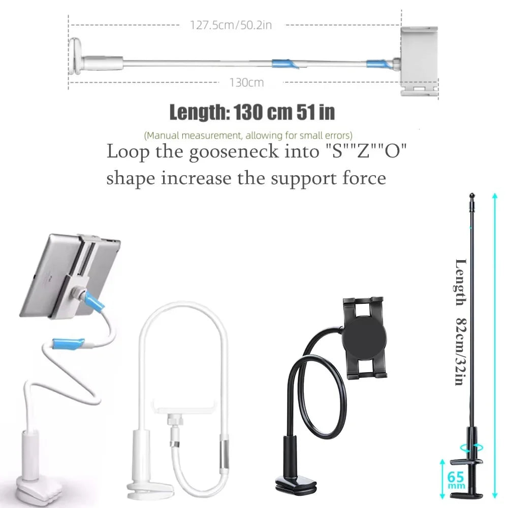 Flexible Long Arm Tablet Stand Holder for Bed Desk 5-11’’ Phone Tablet Support for Xiaomi Huawei Samsung Teclast IPad