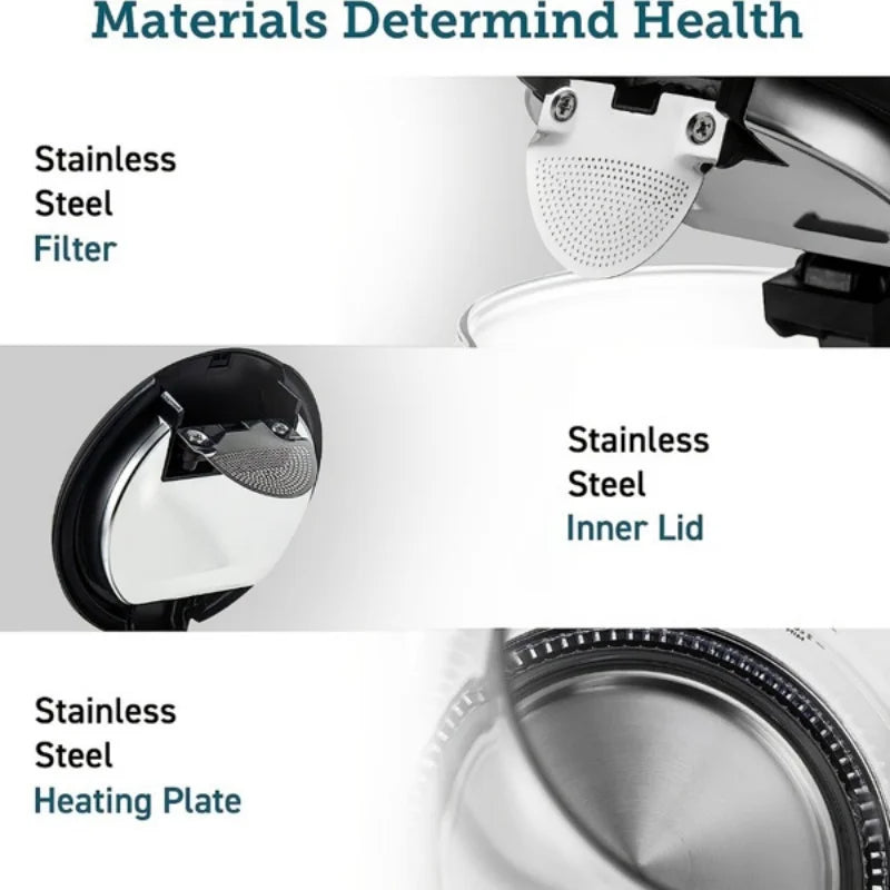 Electric Kettle with Stainless Steel Filter and Inner Lid 1200W Wide Opening 1.7L Glass Tea Kettle & Hot Water Boiler