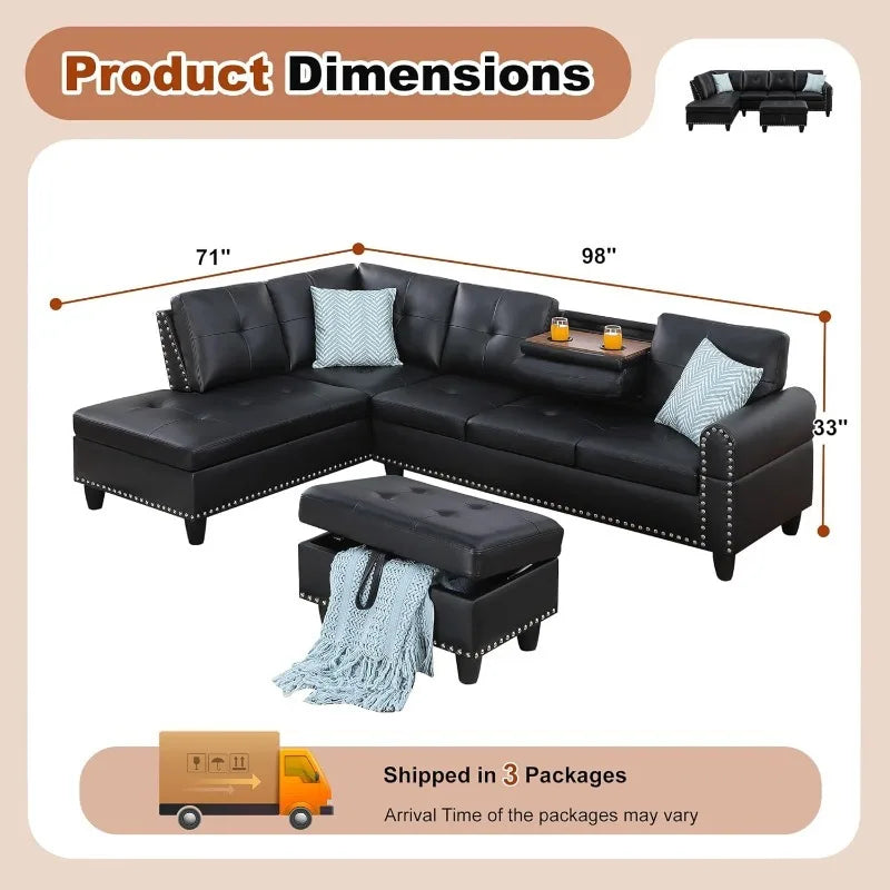 Sectional Couches for Living Room L Shaped Couch 3-Piece Sectional Sofa Set for Living Room and Small Apartment Classic