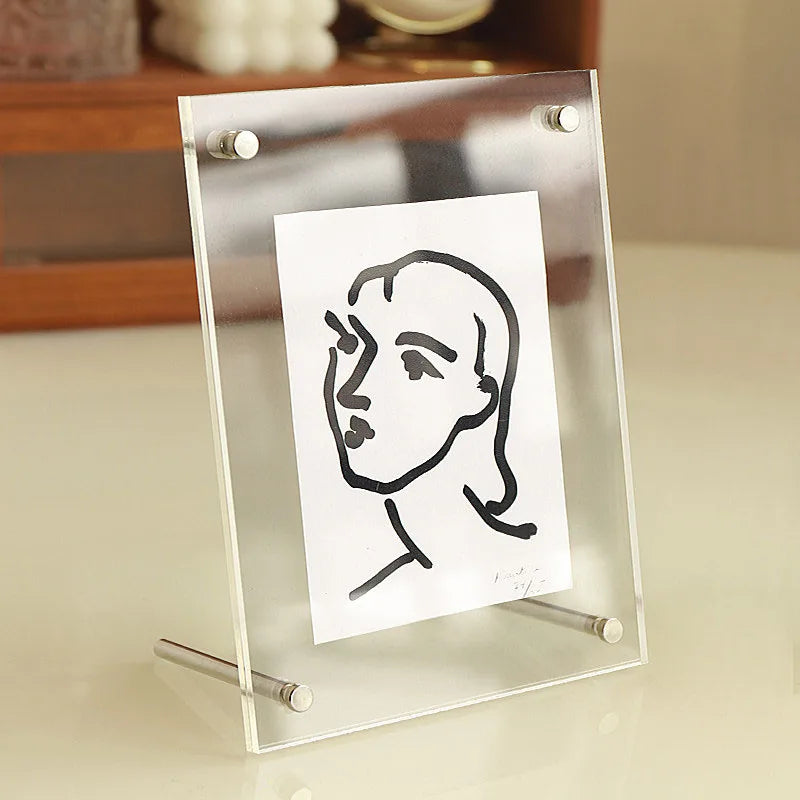 5-Inch 6-Inch 7-Inch Acrylic Frame With Double-Sided Transparent Crystal Wall Hanging Postcard Photo Home Office Desk