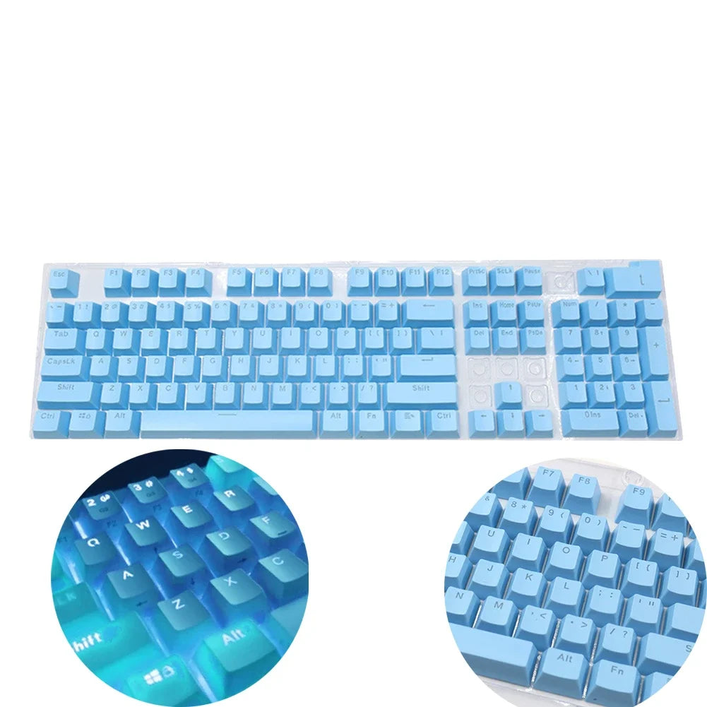 New 104 Pcs Mechanical Keyboard Keycaps Set OEM Replacement Backlit ABS Purple White Key Cap for 61/87/104 Key Cherry