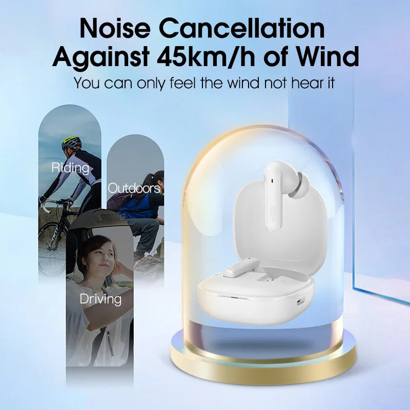 QCY HT05 ANC Wireless Earphone 40dB Noise Cancelling Bluetooth 5.2 Headphone 6 Mic ENC HD Call TWS Earbuds Transparency