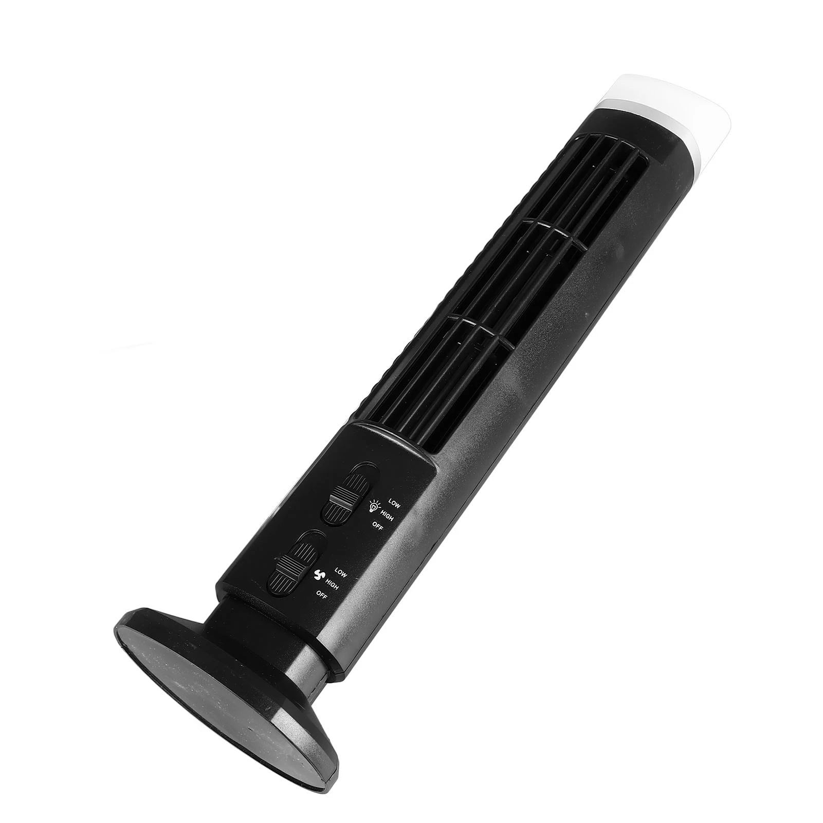 Bladeless Tower Fan Portable USB Desk Fan with Light for Home Bedroom Office - black / United States
