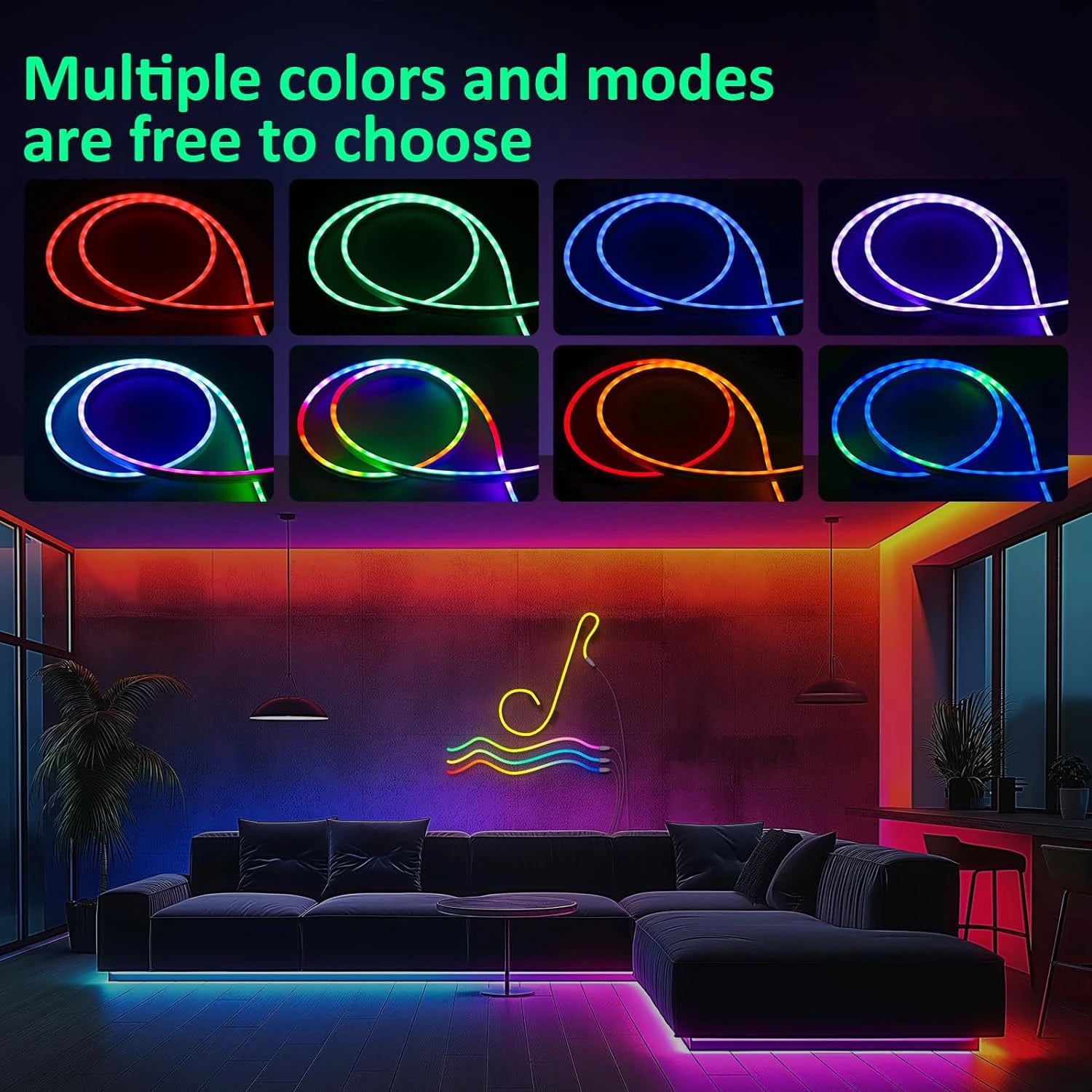 Neon LED Rope Lights LED Lights For Bedroom Flexible LED Light Strip With Remote And APP Control RGB Lighting Strip