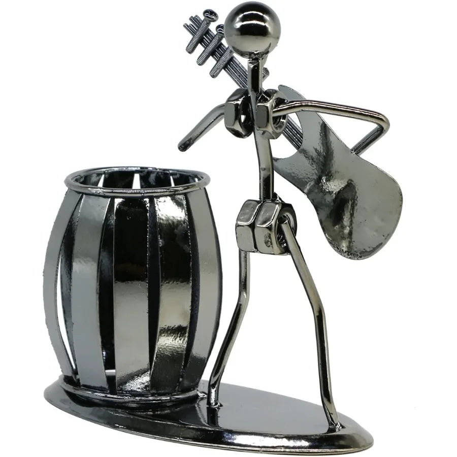 Pen Holder for Desk Guitar Style Peil Holder for Men Gifts Cute Metal Pen Cup for Office Decor Desktop Organizer Desk