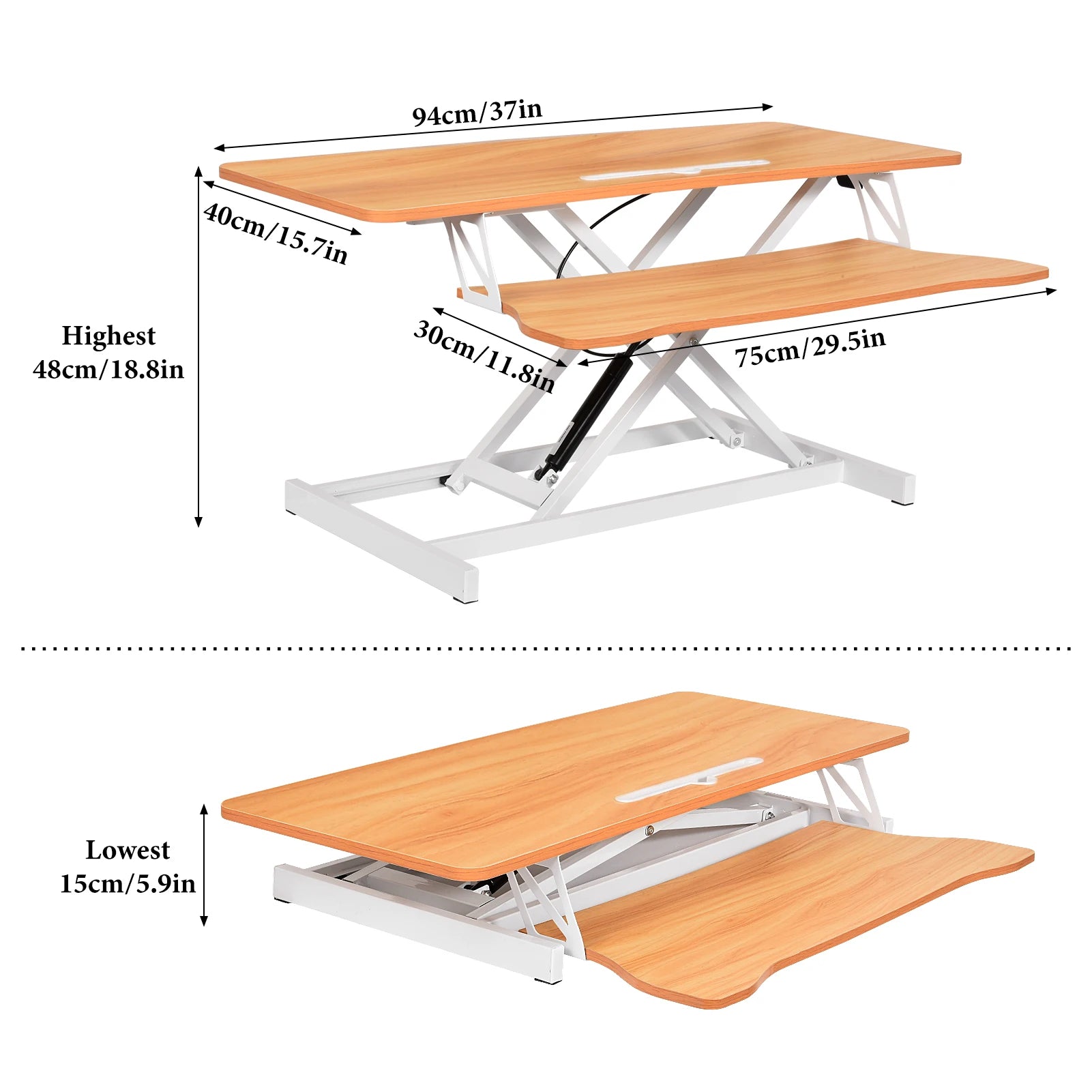 37’’ Wide Stand Up Desk Riser Home Office Height Adjustable Standing Desk Converter - Wood / GERMANY