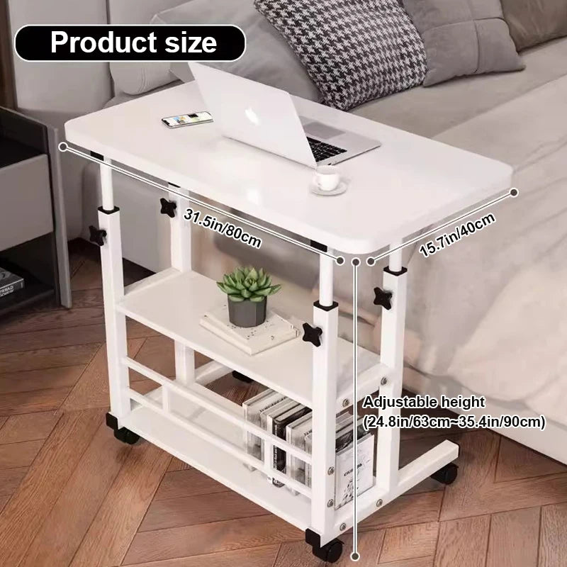 Height Adjustable Computer Desk Standing Desk Bedside Smart Game Office Desk Mobile Study Table with Rolling Wheel