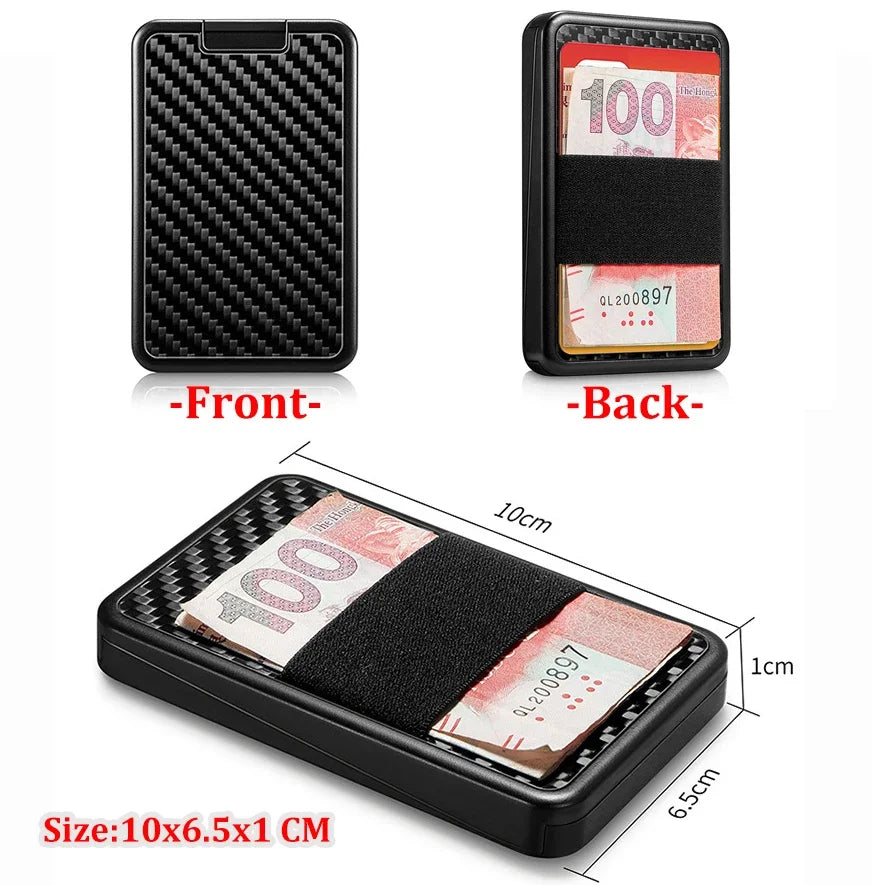 NEW Men Carbon Fiber Creative Office Card Holder Cases RFID Money Bag Security Smart Wallet Cartera ID Bank Credit Card