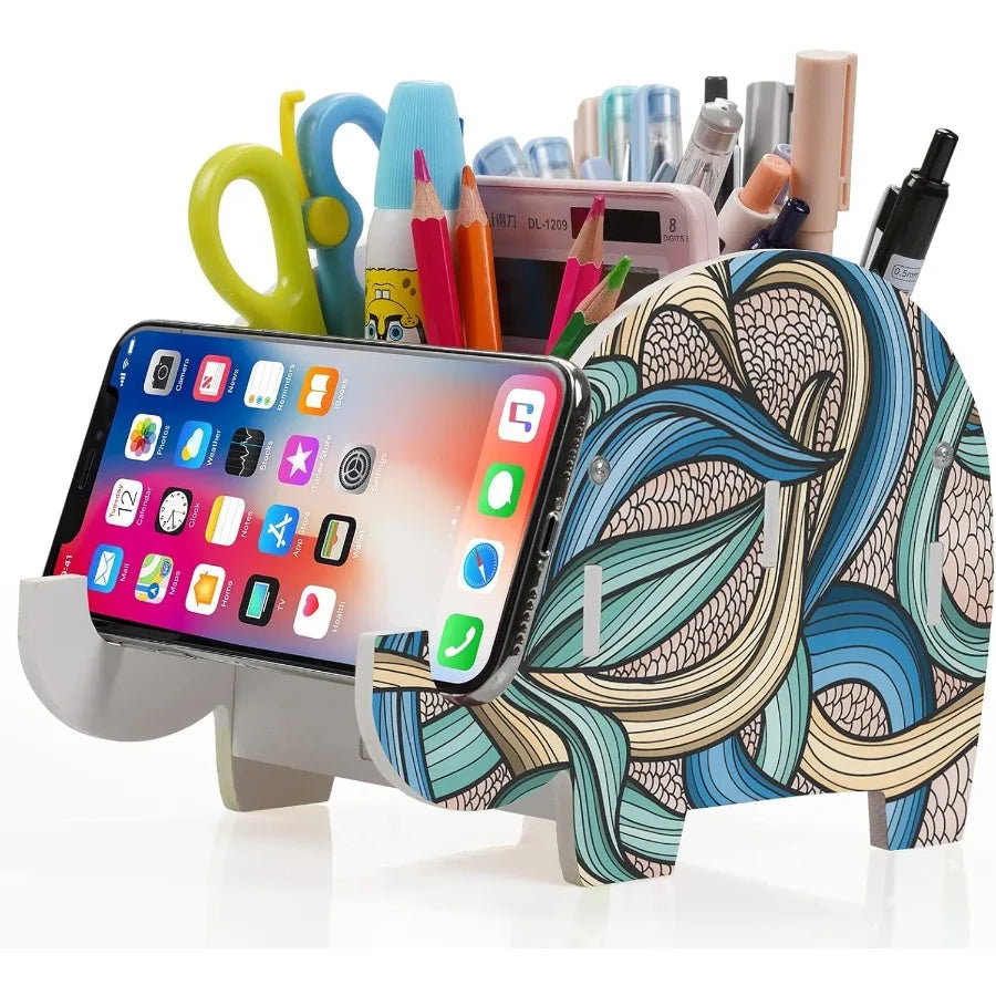 Pen Peil Holder for Desk Cute Elephant Gifts Desk Organizer Marker Makeup Brush Holde Workspace Organize Office Decor