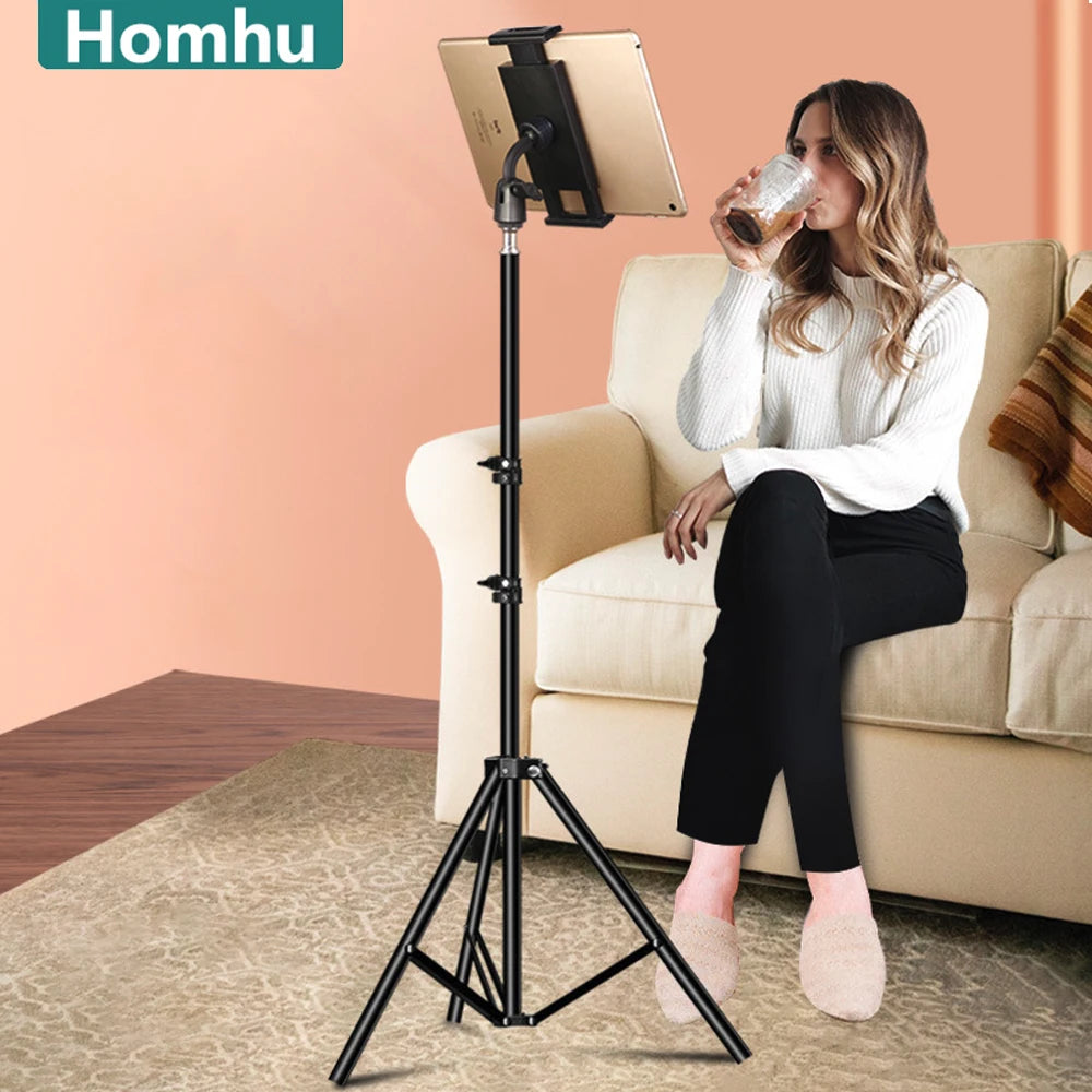 Adjustable Tripod Floor Tablet Stand Holder Mount for 4-14 Inch Smartphones Lazy Bracket Support for iPad Pro Air