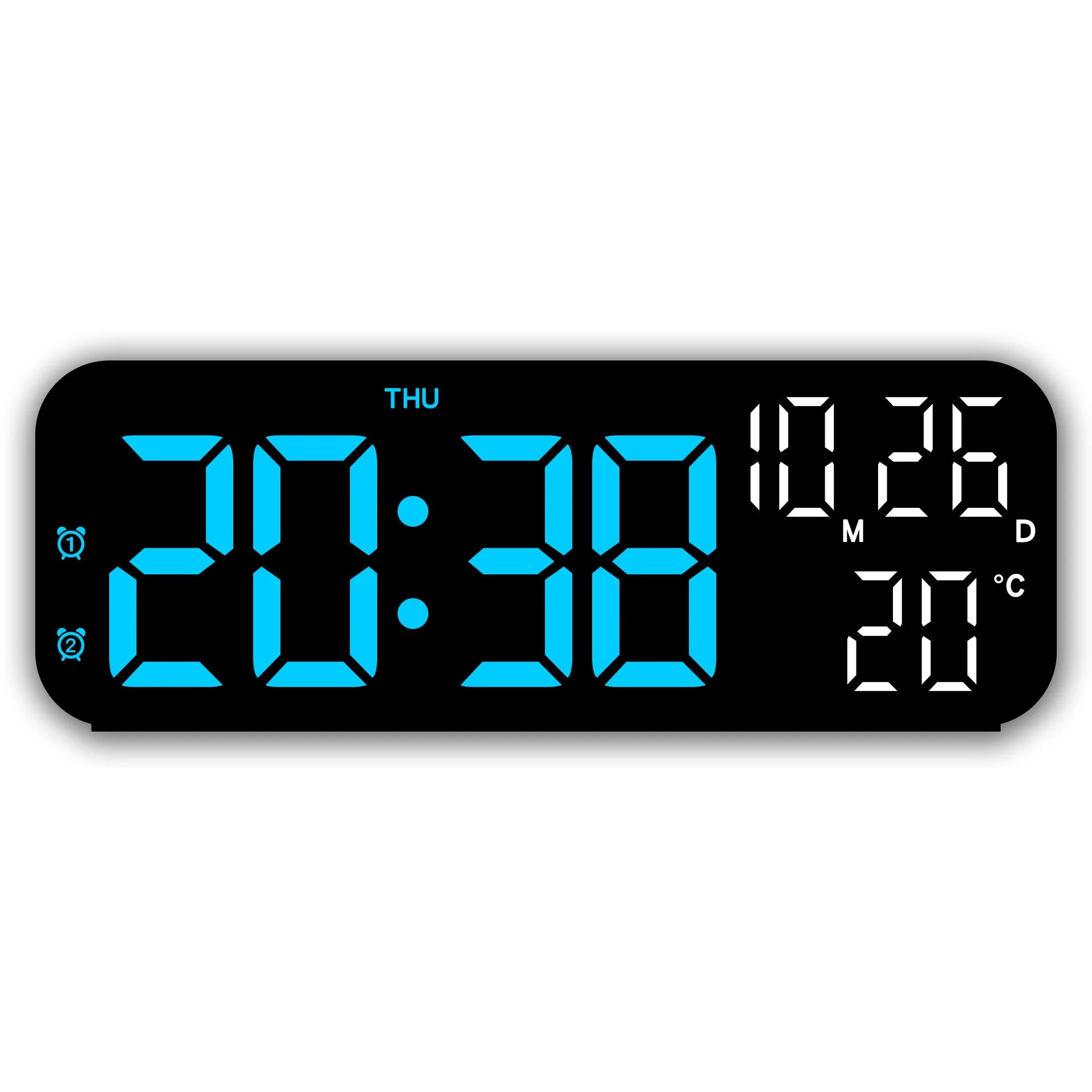 Digital Alarm Clock Temperature and Date Week Display Night Mode Table Clock Voice Control 12/24H Electronic LED Alarm