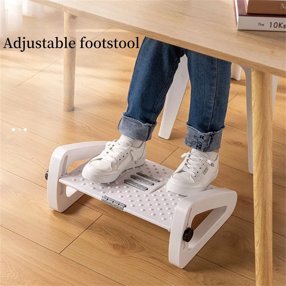 Under Desk Footstool Adjustable Foot Stepping Height Plastic Footrest Promote Leg Circulatio Ergonomic Rollers Massage