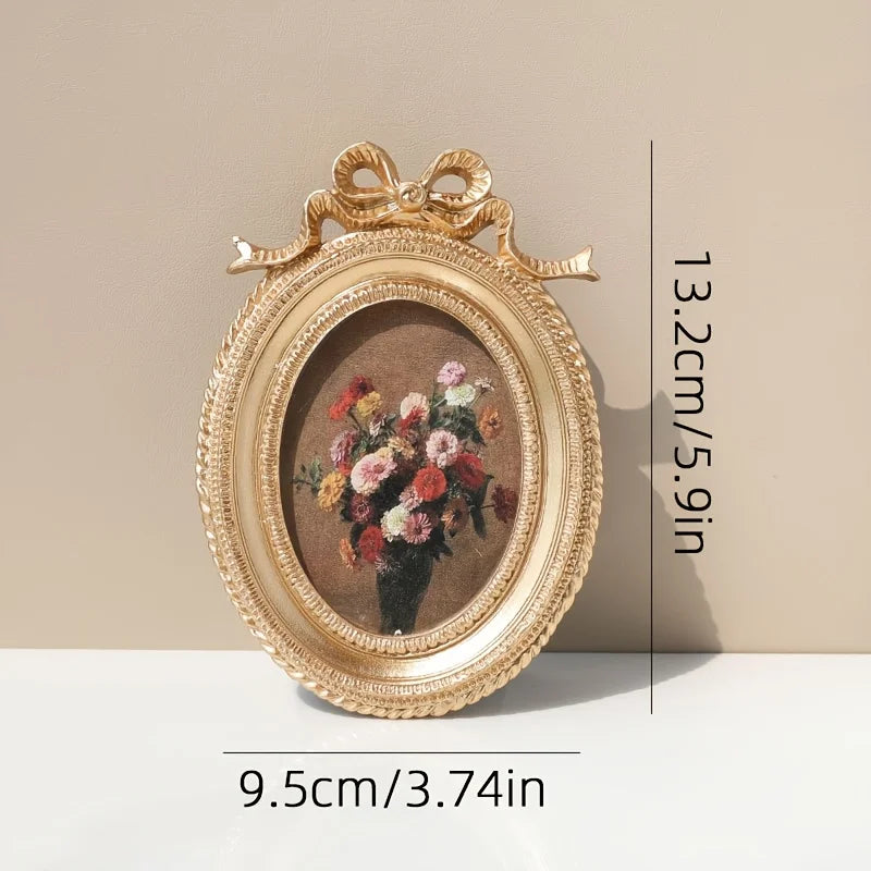 Vintage Photo Frames - Antique Golden Oval Carved Photo Frames for Wedding Home or Office Desktop/Wall Decoration