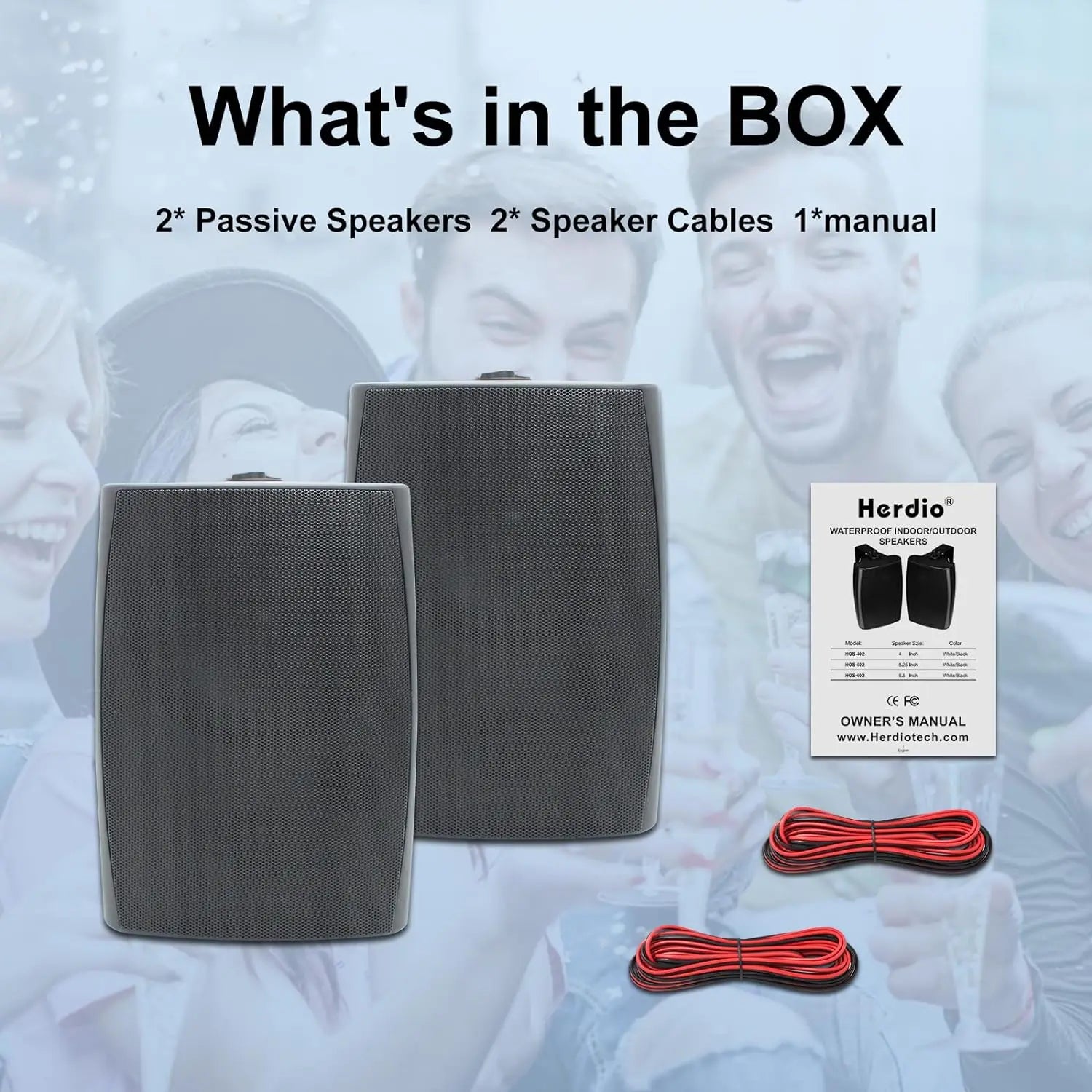 Herdio 6.5’’ 400W Passive Outdoor Speakers Wired Waterproof 2 Way Wall Mounted Speakers With Powerful Bass For Indoor