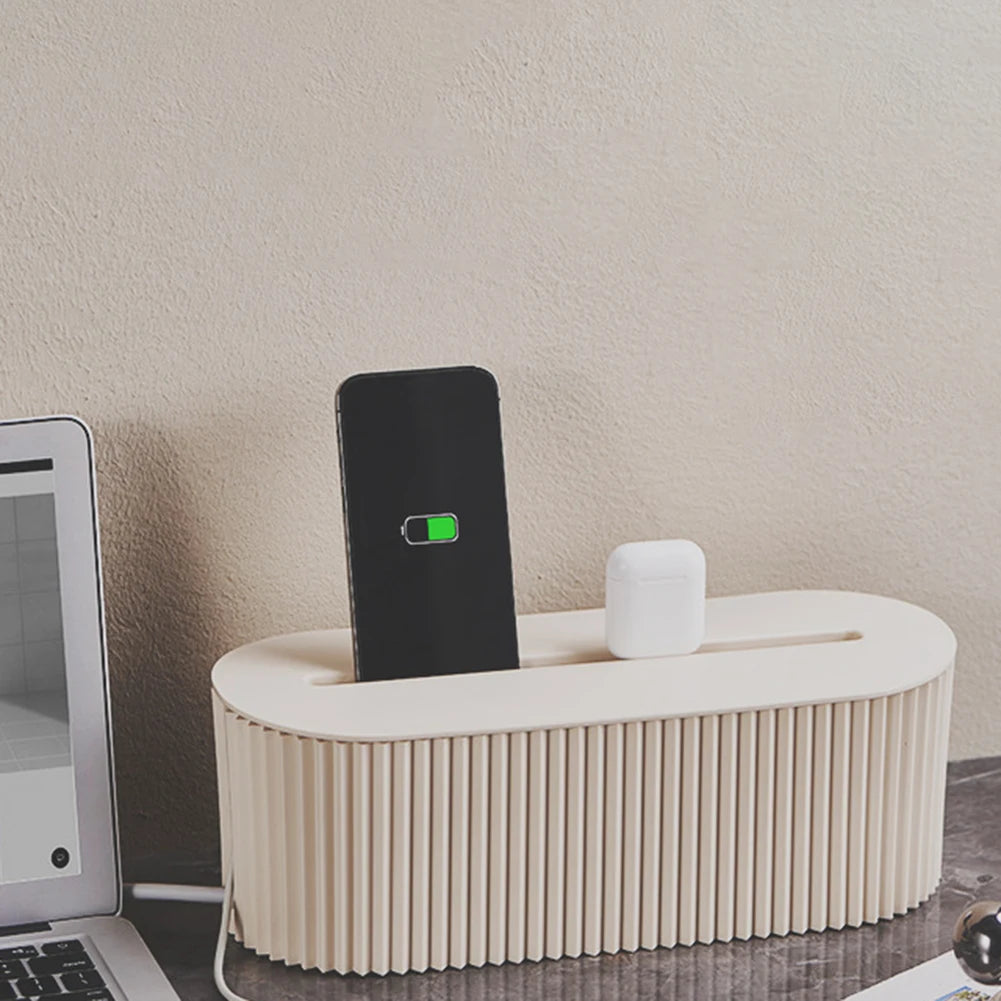 large-cable-tidy-box-beige-cord-organizer-with-lid-stackable-plastic-desk-cable-management-for-home-office
