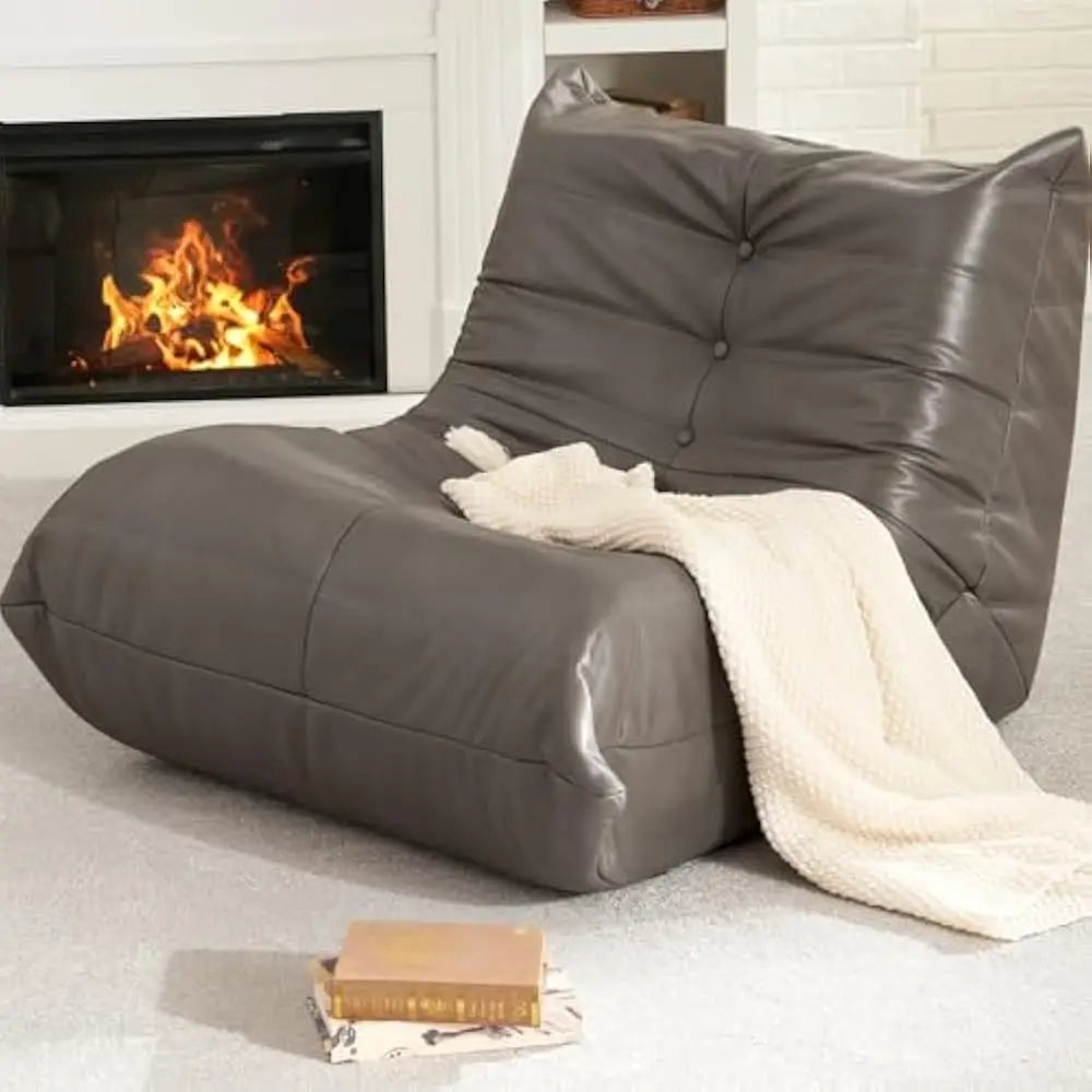 living room sofas Bean Bag Chair Lazy Floor Sofa Memory Foam Fireside Sofa for Adults Big Beanbag Faux Leather Armless