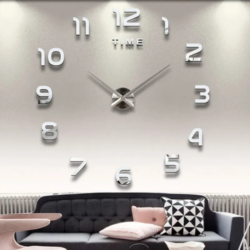 2023 Modern Design Large Wall Clock 3D DIY Quartz Clocks Fashion Watches Acrylic Mirror Stickers Living Room Home Decor