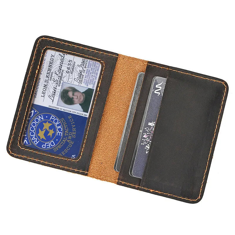 Retro Simplicity Cardbag Mens Credit Card Holder Handmade Short Ultra Thin Slim Portable Crazy Horse Leather ID Cover