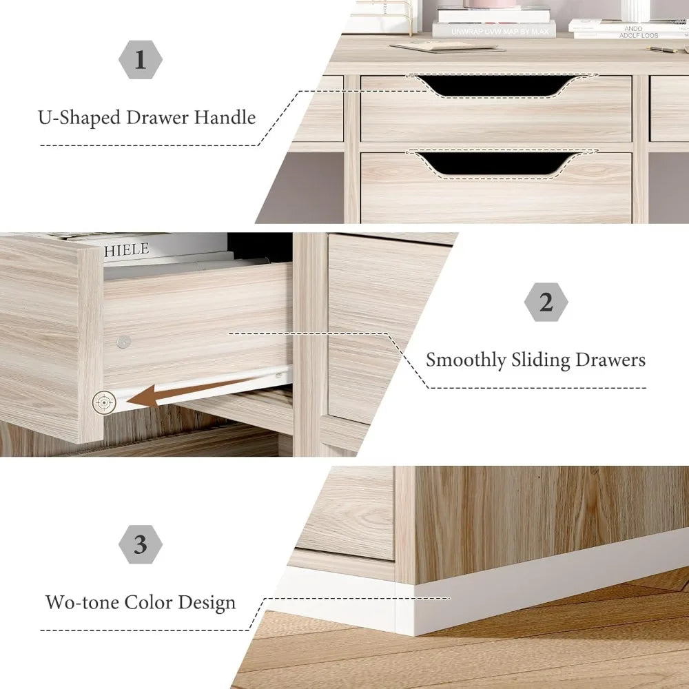 Two Person Desk with 5 Drawers Double Desk with Storage for 2 People 78 Inch Extra Long Computer Desk Workstation