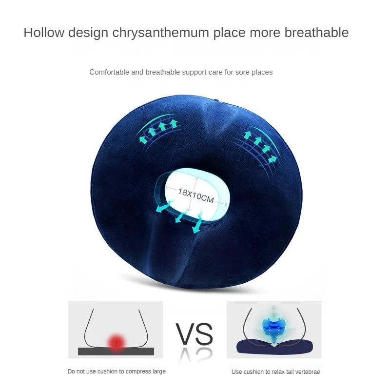 Memory Foam Donut Seat Cushion Comfort Sofa Tailbone Orthopedic Foam Anti Hemorrhoid Massage Tailbone Pillow for Car